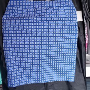 The Limited pencil skirt, size 2, blue geo pattern. Never worn.
